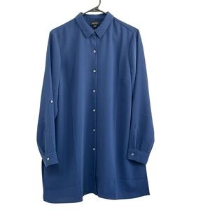 J.Jill Women’s long-sleeved button-down  Navy blue Tunic Sz M